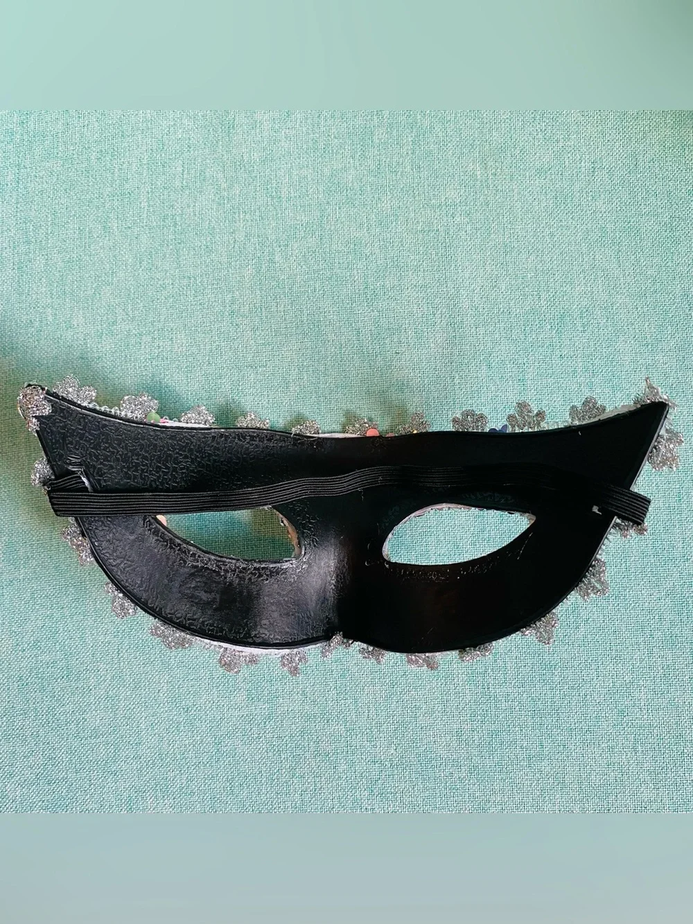 Iridescent Silver Sequined Masquerade Mask